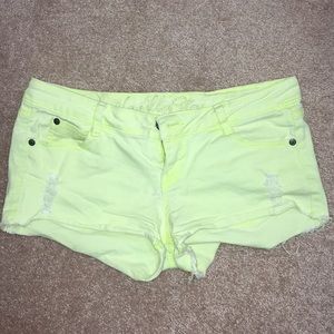 Size 9. Lime Green Jean Shorts.